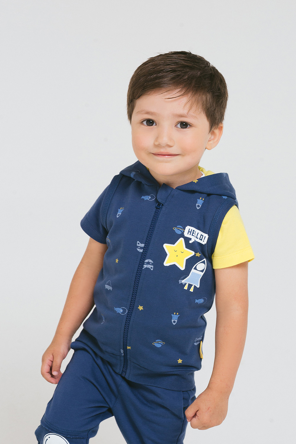 картинка Жилет для мальчика Crockid КР 300430 темно-синий, космический микс к246 от магазина детских товаров ALiSa