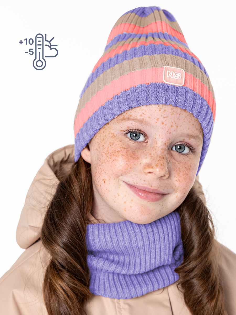 картинка Комплект шапка снуд для девочки NIKASTYLE 12м11224 лаванда от магазина детских товаров ALiSa