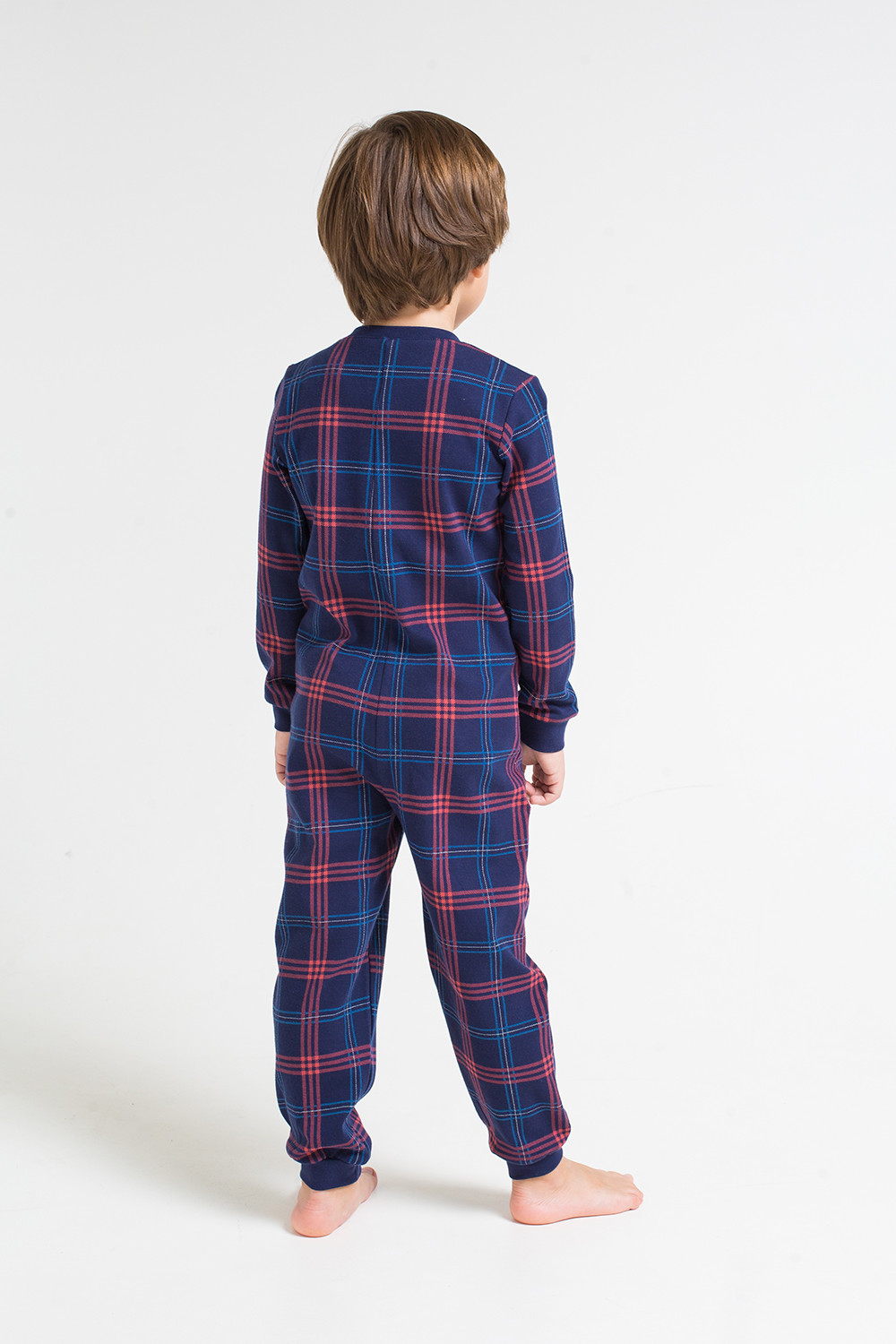 картинка Комбинезон пижама для мальчика Crockid К 6180 клетка на синем от магазина детских товаров ALiSa