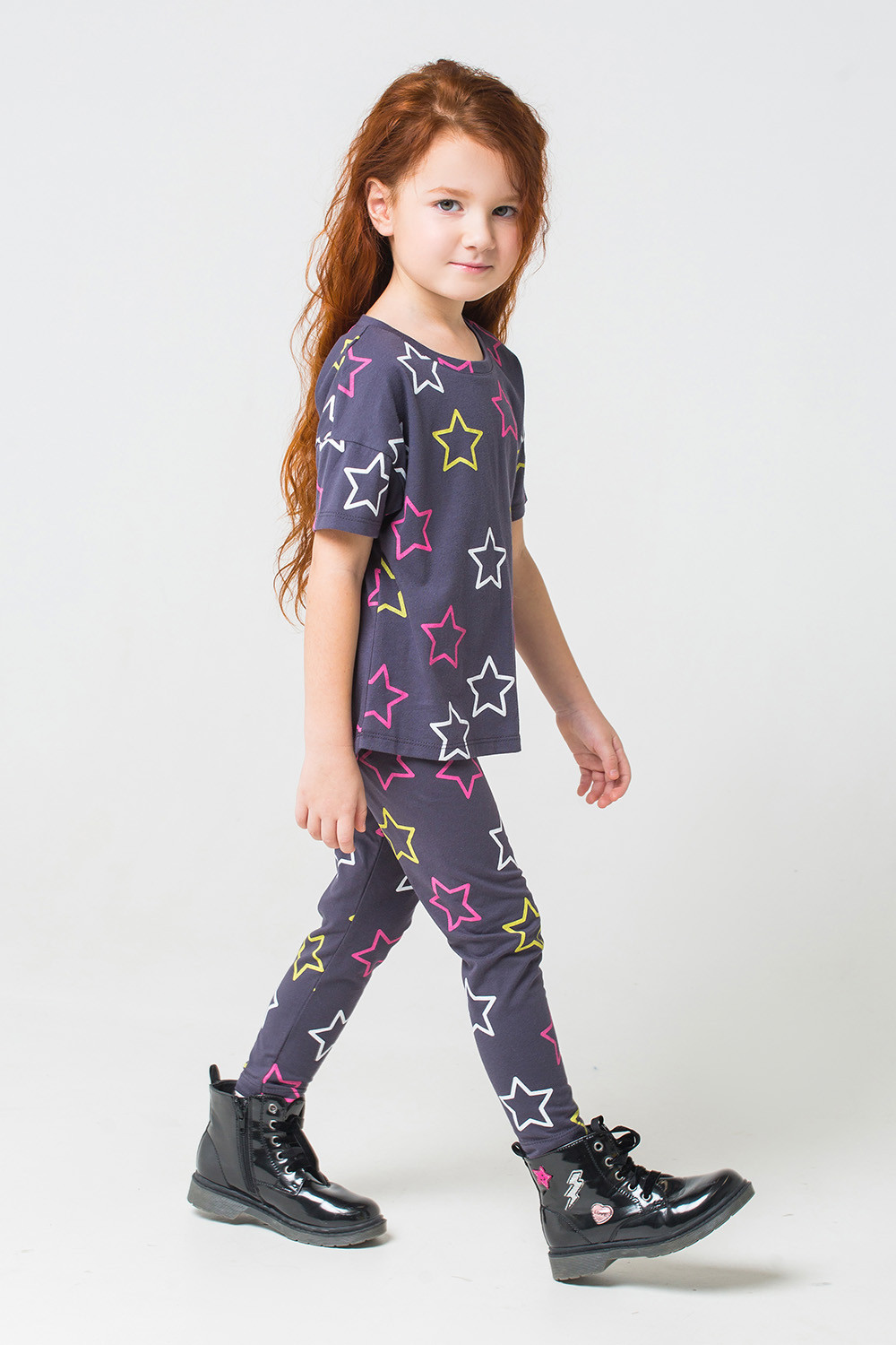 картинка Бриджи для девочки Crockid К 4074 темно-серый, звезды к1240 от магазина детских товаров ALiSa
