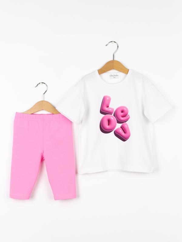 картинка Комплект для девочки Baby Boom КД552/1-К Белый + розовый от магазина детских товаров ALiSa