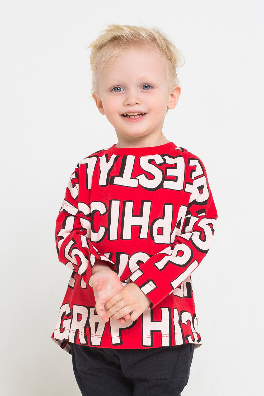 картинка Джемпер для мальчика Crockid КР 300764 красный, графичные буквы к214 от магазина детских товаров ALiSa