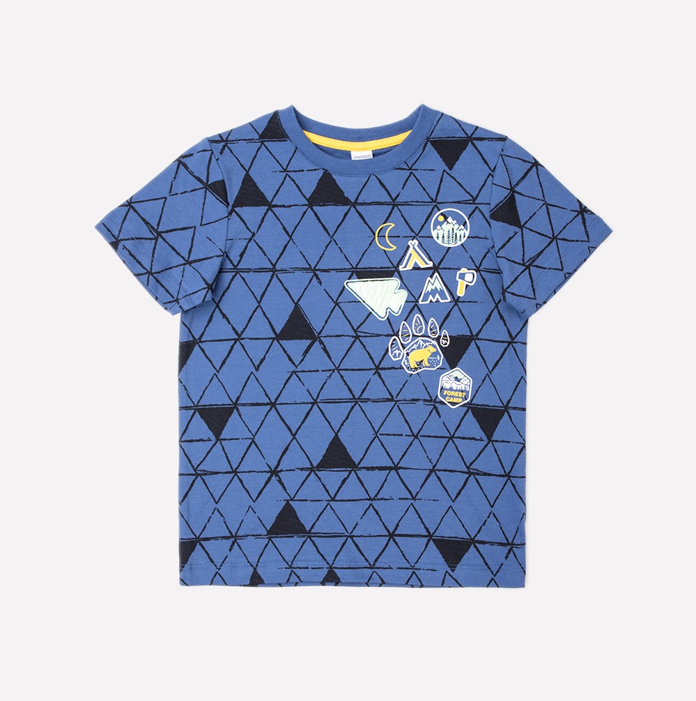 картинка Футболка для мальчика Crockid К 301126 джинсовый, треугольники к1257 от магазина детских товаров ALiSa
