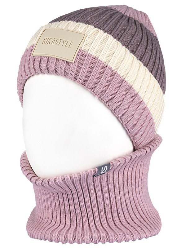 картинка Комплект шапка снуд для девочки NIKASTYLE 12з16524 Пудра молоко от магазина детских товаров ALiSa