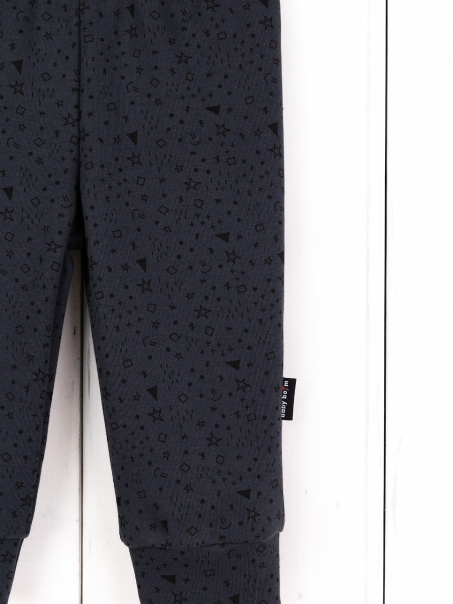 картинка Брюки для мальчика Baby Boom П135/2-И Значки чёрные на графите я735 от магазина детских товаров ALiSa