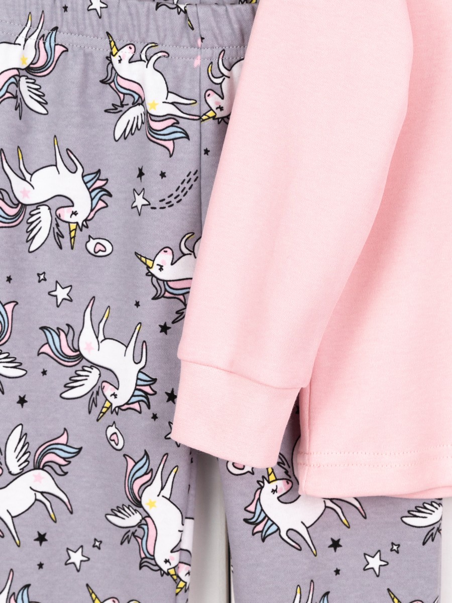 картинка Пижама для девочки Baby Boom КС14/7-И Розовая пудра + единороги на сером от магазина детских товаров ALiSa