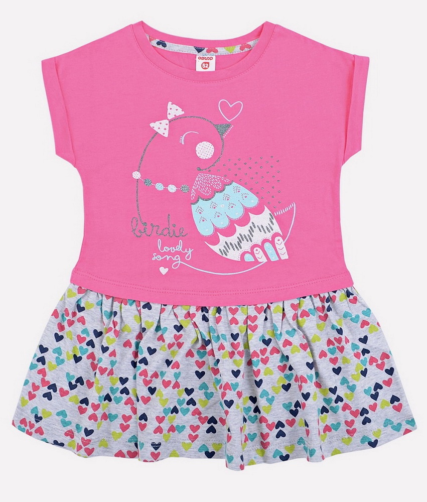 картинка Платье для девочки Crockid К 5380 клюква + цветные сердечки от магазина детских товаров ALiSa