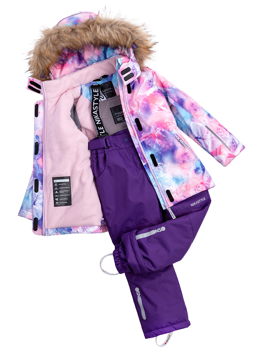 картинка Комплект зимний для девочки NIKASTYLE 7з1223 персиковый черничный от магазина детских товаров ALiSa