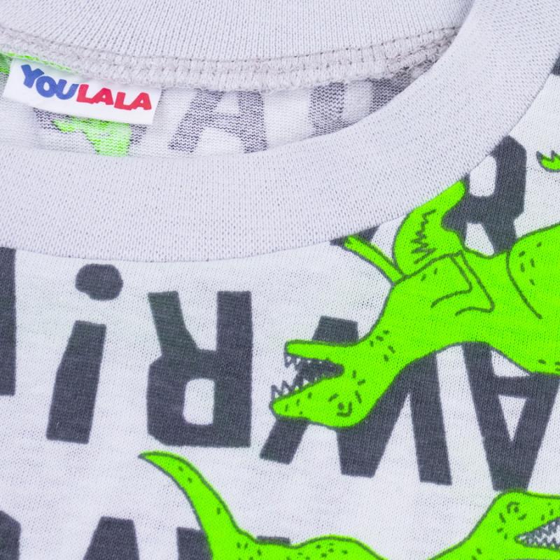 картинка Комплект для мальчика YLA 7752102606 Серый динозавры + синий от магазина детских товаров ALiSa
