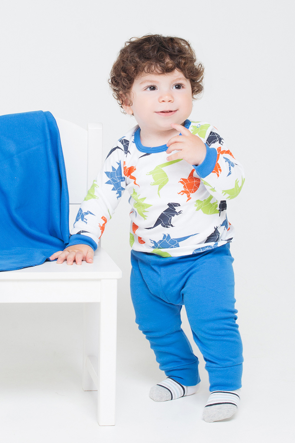 картинка Брюки для мальчика Crockid К 4718 ярко-голубой (динозавры) от магазина детских товаров ALiSa