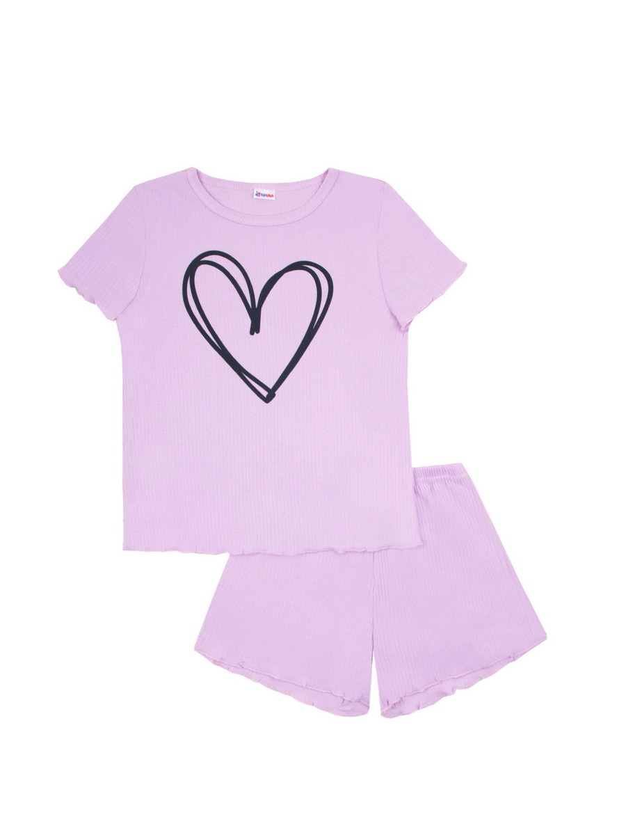 картинка Пижама для девочки YLA 7006700115 Сиреневый сердце от магазина детских товаров ALiSa