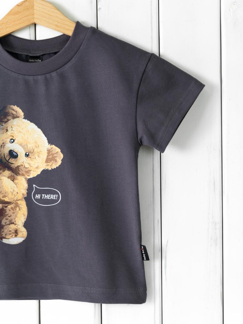 картинка Футболка детская Baby Boom Ф86/1-К Графит, Тедди Б102 от магазина детских товаров ALiSa