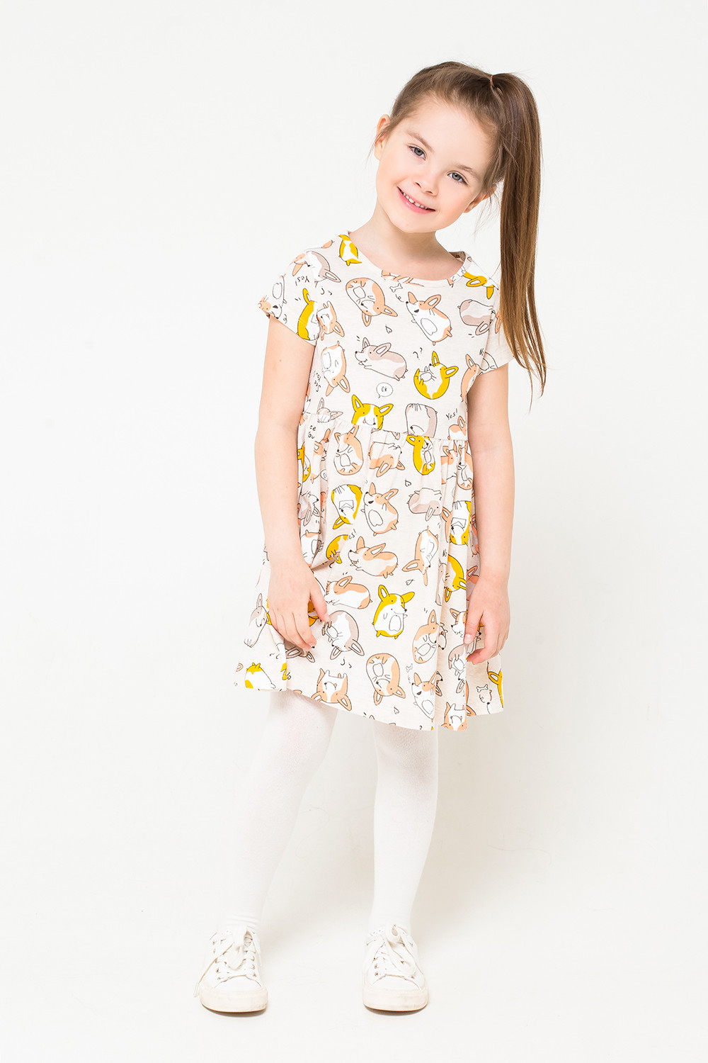 картинка Платье для девочки Crockid К 5646 светло-бежевый меланж, корги к1250 от магазина детских товаров ALiSa