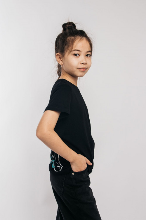 картинка Футболка для девочки Let's go LG 52336 Черный от магазина детских товаров ALiSa