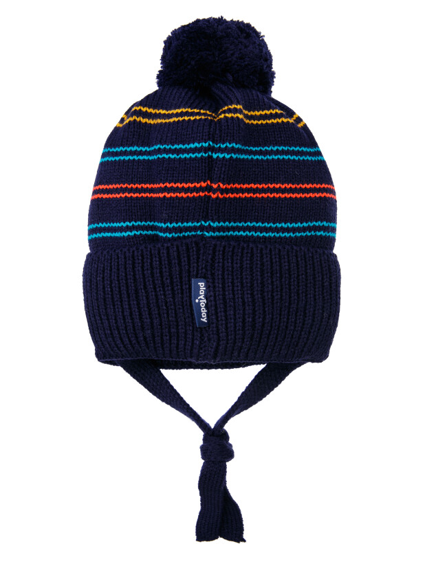 картинка Шапка утепленная для мальчика PL 32319032 Темно-синий полоска от магазина детских товаров ALiSa