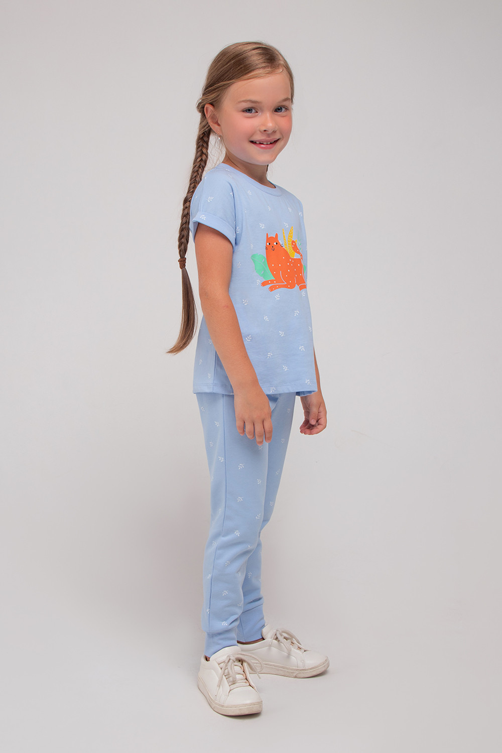 картинка Брюки для девочки Crockid К 400367 небесно-голубой, веточки к1282 от магазина детских товаров ALiSa