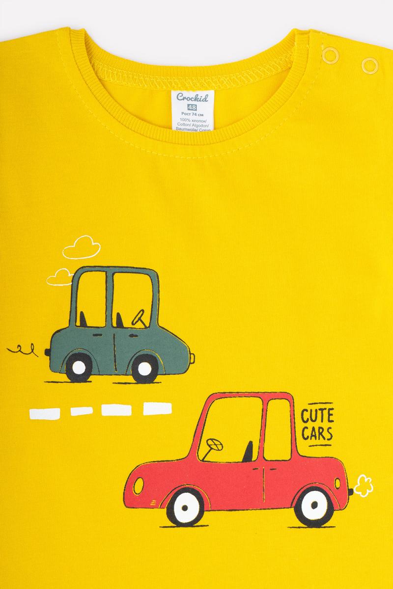 картинка Футболка для мальчика Crockid К 300871 горчица (машинки) от магазина детских товаров ALiSa