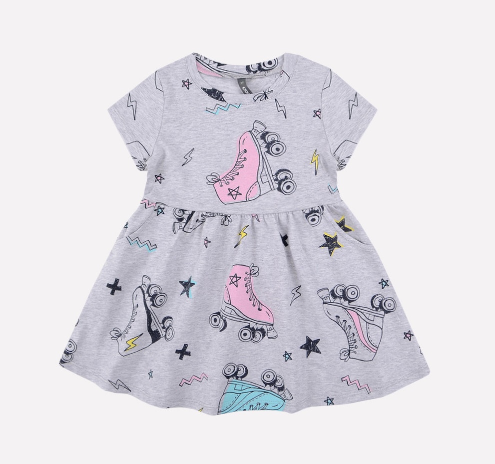 картинка Платье для девочки Crockid К 5375 серо-голуб. меланж, ролики от магазина детских товаров ALiSa