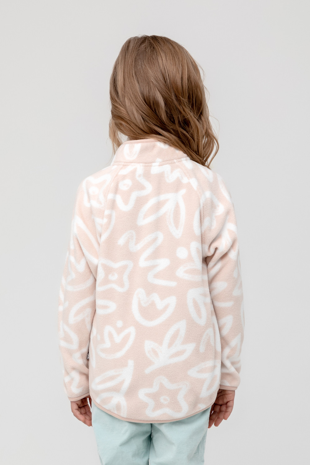 картинка Куртка флисовая для девочки Crockid ФЛ 34011 розовая пыль, абстрактные цветы от магазина детских товаров ALiSa