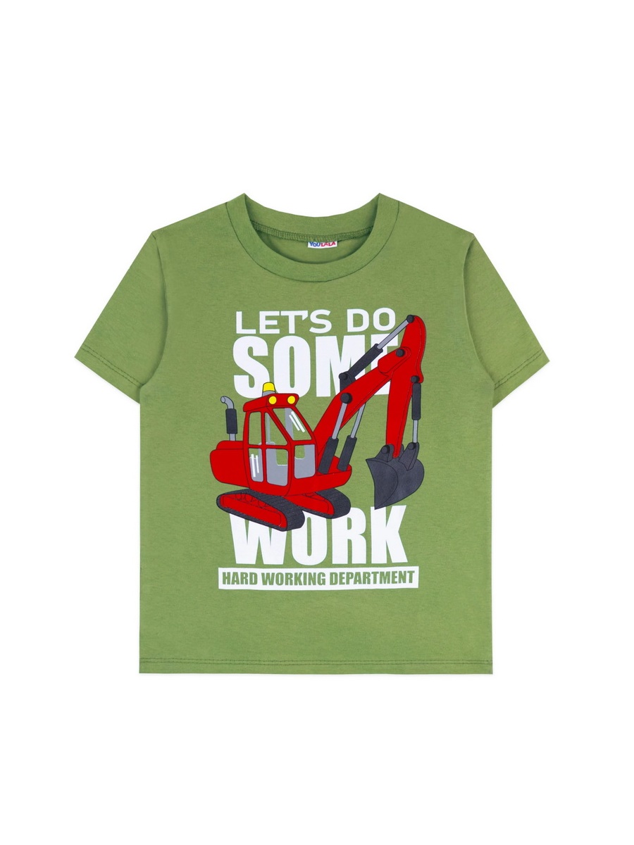картинка Футболка для мальчика YLA 0954102802 Хаки экскаватор от магазина детских товаров ALiSa