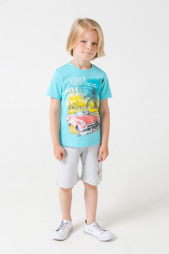 картинка Шорты для мальчика Crockid КР 4973 серо-голубой меланж к284 от магазина детских товаров ALiSa