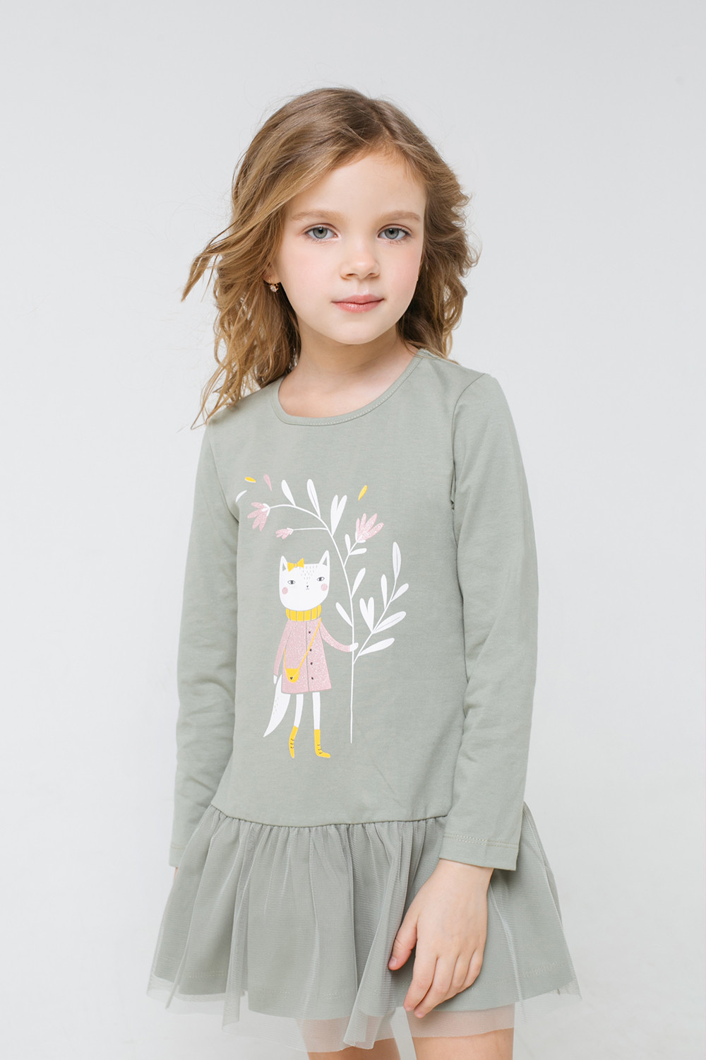 картинка Платье для девочки Crockid КР 5711 оливковый хаки к299 от магазина детских товаров ALiSa