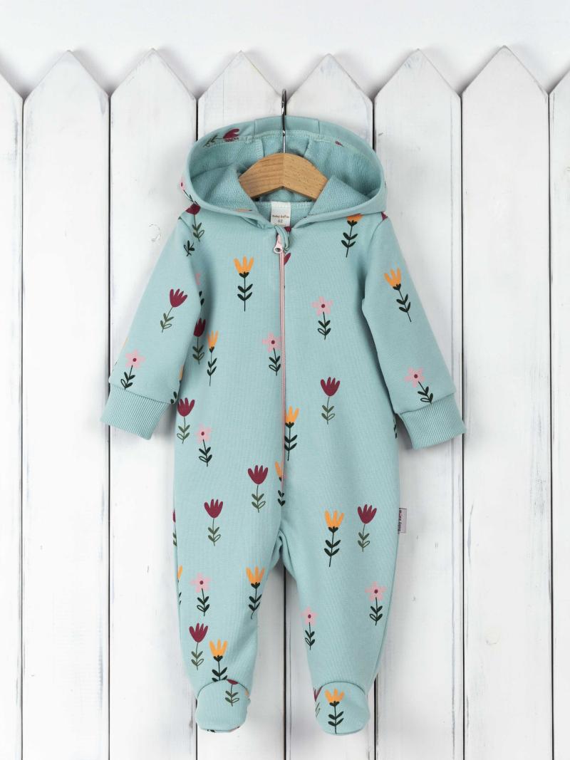 картинка Комбинезон на стопе для девочки Baby Boom BB К286/6-Ф Цветы на мяте от магазина детских товаров ALiSa