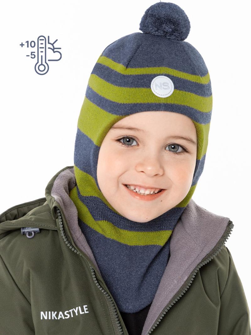 картинка Шлем демисезонный для мальчика NIKASTYLE 10м10124 джинс васаби от магазина детских товаров ALiSa