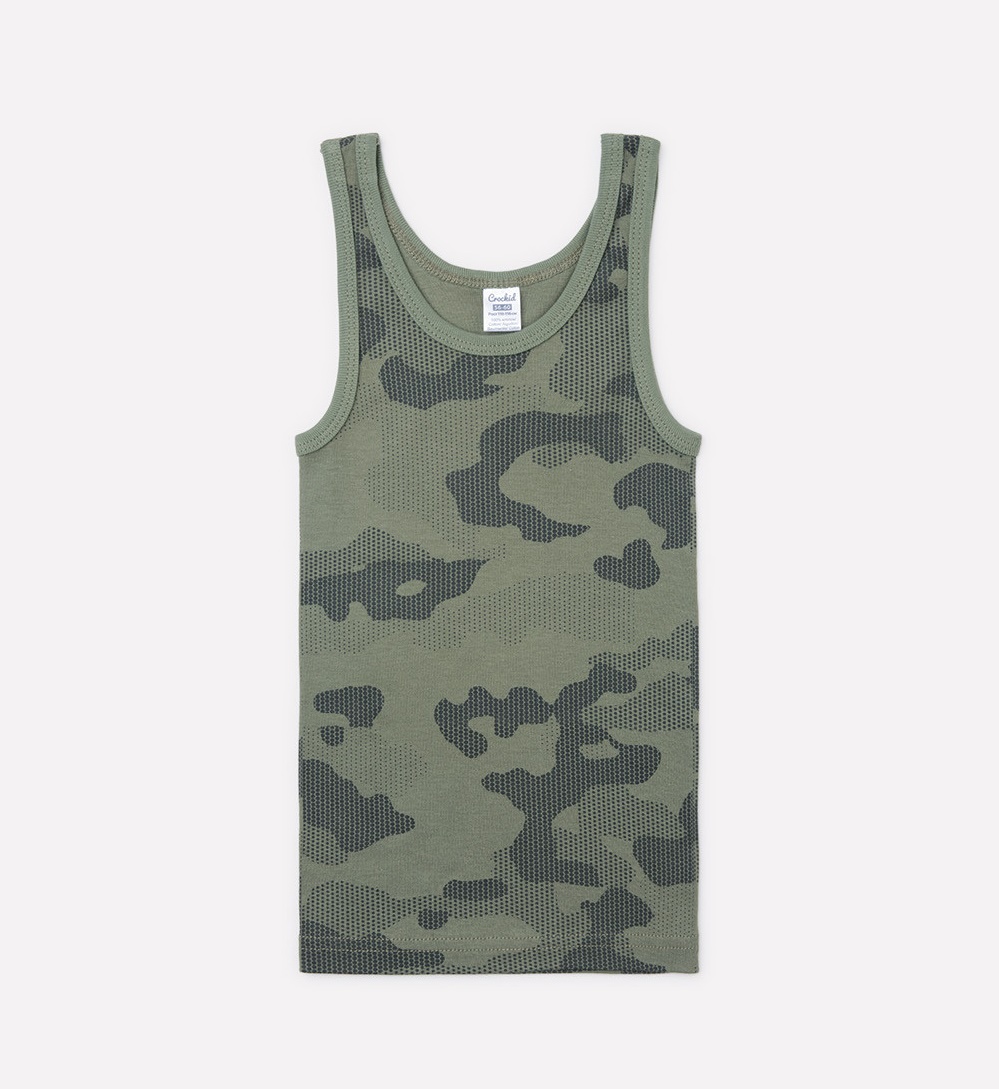 картинка Майка для мальчика Crockid К 1165 камуфляж на темно-оливковом от магазина детских товаров ALiSa