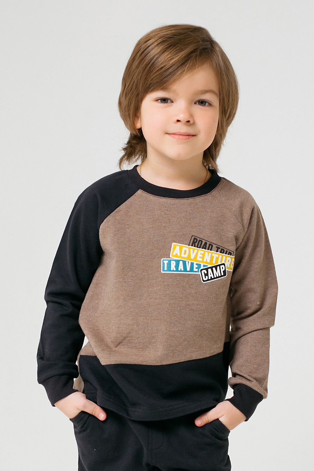 картинка Джемпер для мальчика Crockid КР 300798 коричневый меланж, черный к224 от магазина детских товаров ALiSa