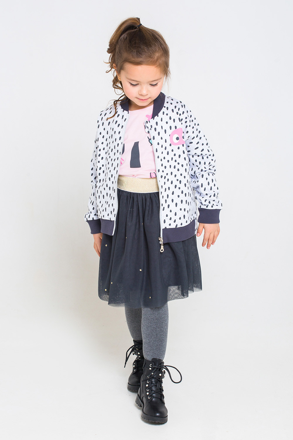 картинка Куртка для девочки Crockid КР 300807 светло-серый меланж, крапинка к227 от магазина детских товаров ALiSa