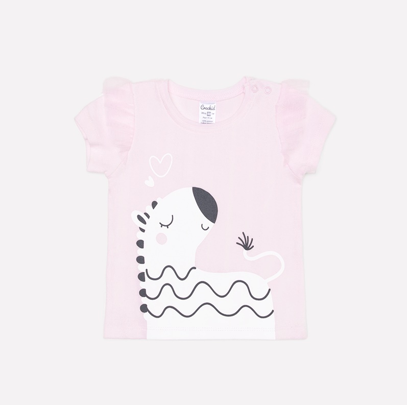 картинка Футболка для девочки Crockid К 300579 нежно-розовый (веселые зебры) от магазина детских товаров ALiSa
