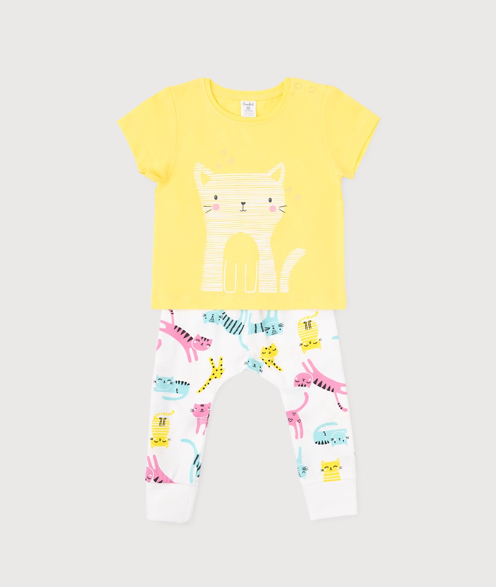 картинка Комплект для девочки Crockid К 2737 желтый + цветные котята от магазина детских товаров ALiSa
