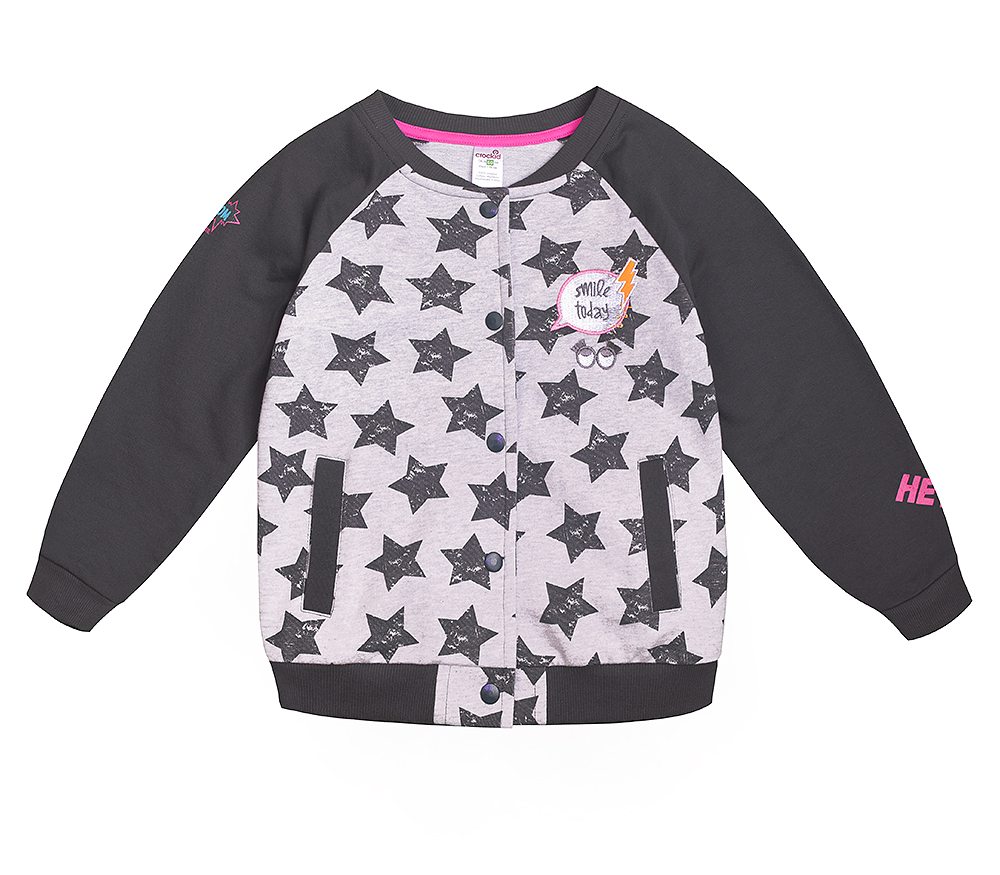 картинка Куртка для девочки Crockid КР 300353 графит ретро-звезды к163 от магазина детских товаров ALiSa