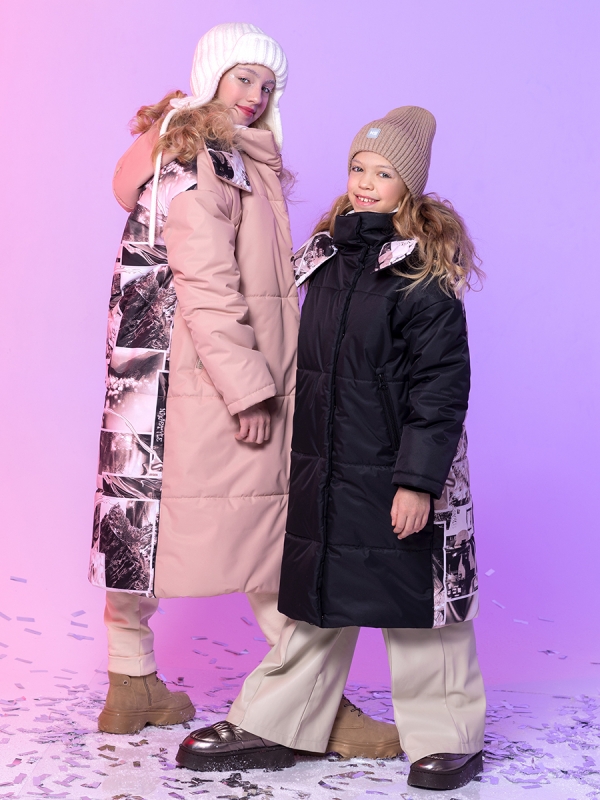 картинка Пальто зимнее для девочки NIKASTYLE 6з3224 Черный беж от магазина детских товаров ALiSa