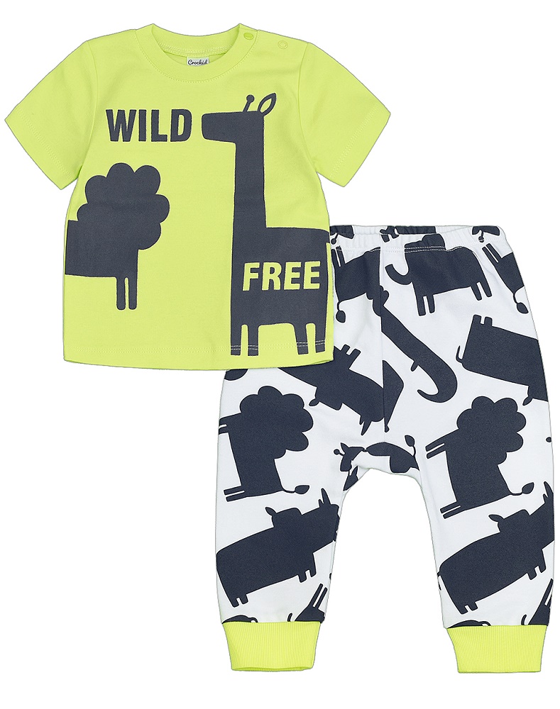 картинка Комплект для мальчика Crockid К 2523 лайм + тропические животные от магазина детских товаров ALiSa