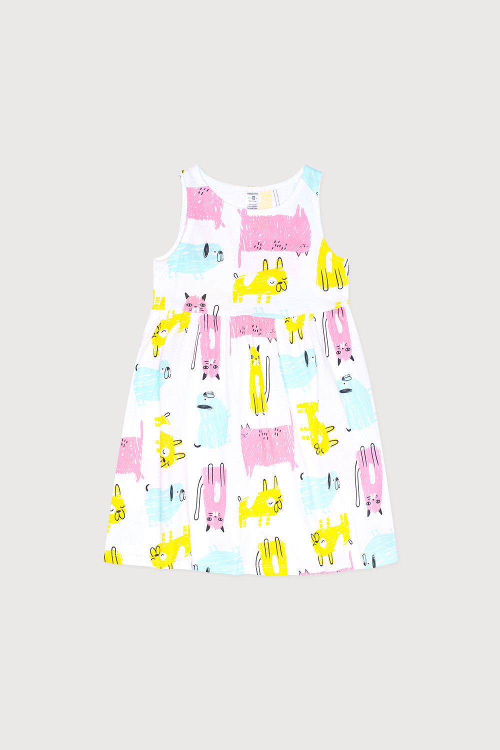 картинка Платье для девочки Crockid К 5589 белый, кошки, собаки к1244 от магазина детских товаров ALiSa