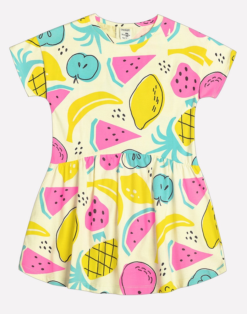 картинка Платье для девочки Crockid К 5493 тропические фрукты на бледно-лимонном к1234 от магазина детских товаров ALiSa