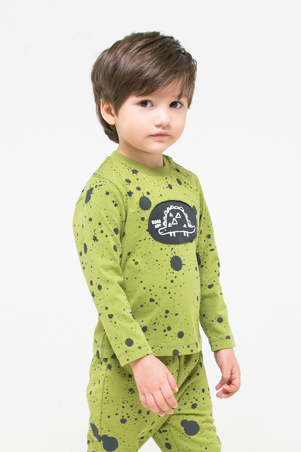 картинка Джемпер для мальчика Crockid КР 301066 зеленый, брызги краски к262 от магазина детских товаров ALiSa