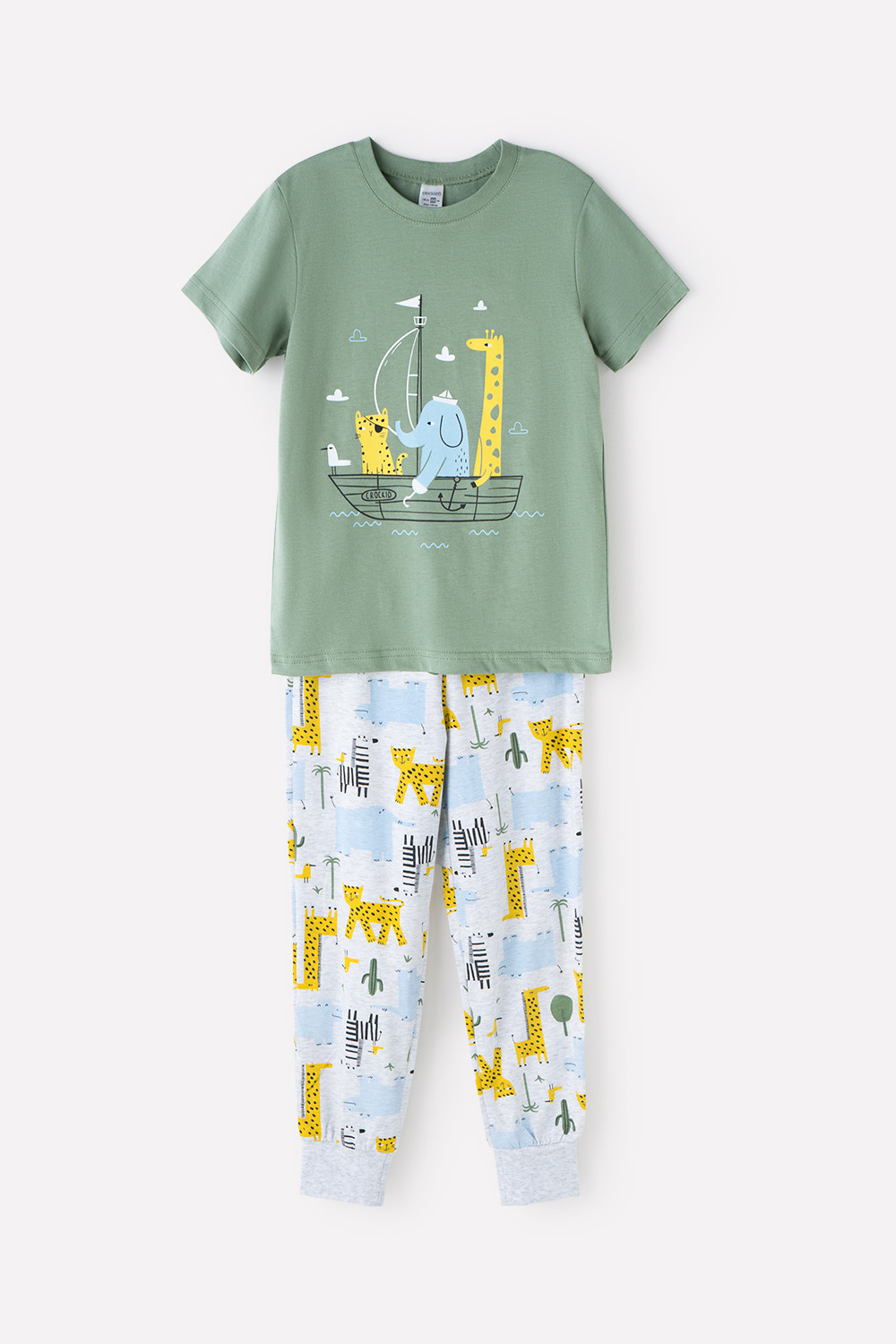 картинка Пижама для мальчика Crockid К 1529 милитари, веселое сафари от магазина детских товаров ALiSa