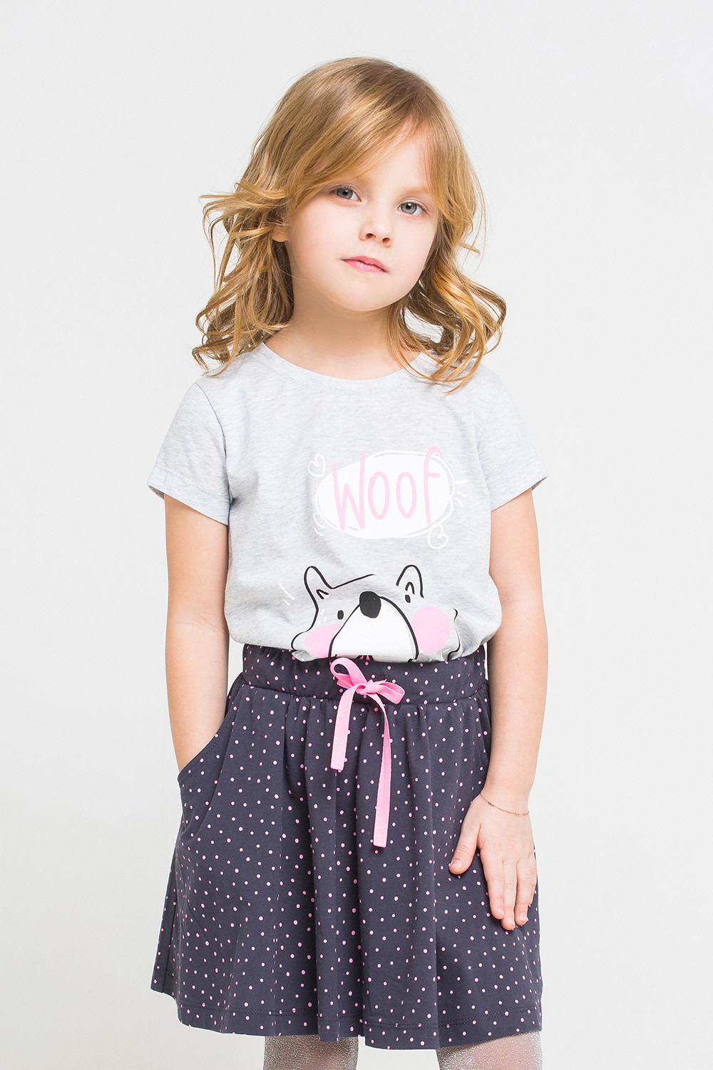 картинка Юбка для девочки Crockid К 7098 темно-серый, горошки к1236 от магазина детских товаров ALiSa