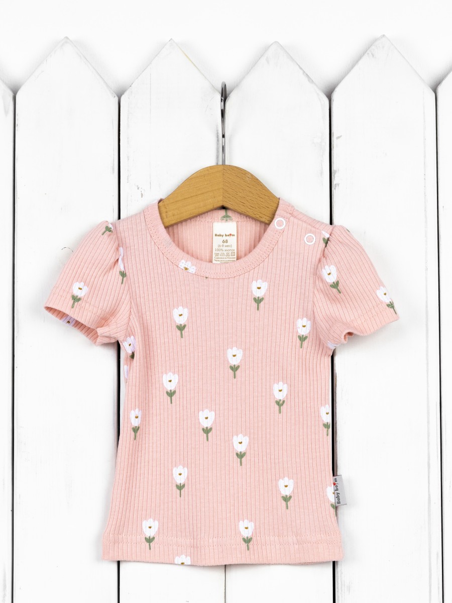 картинка Футболка для девочки Baby Boom Ф119/1-К Белые тюльпаны от магазина детских товаров ALiSa