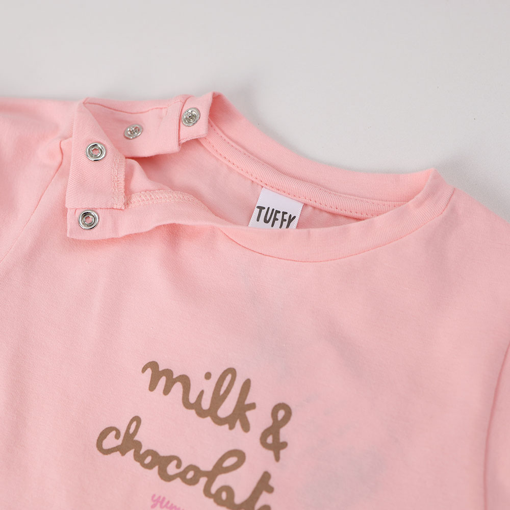 картинка Футболка с патчами на рукавах для девочки DR 18036 Светло-розовый от магазина детских товаров ALiSa