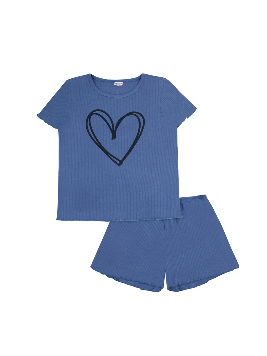 картинка Пижама для девочки YLA 7006700110 Синий сердце от магазина детских товаров ALiSa