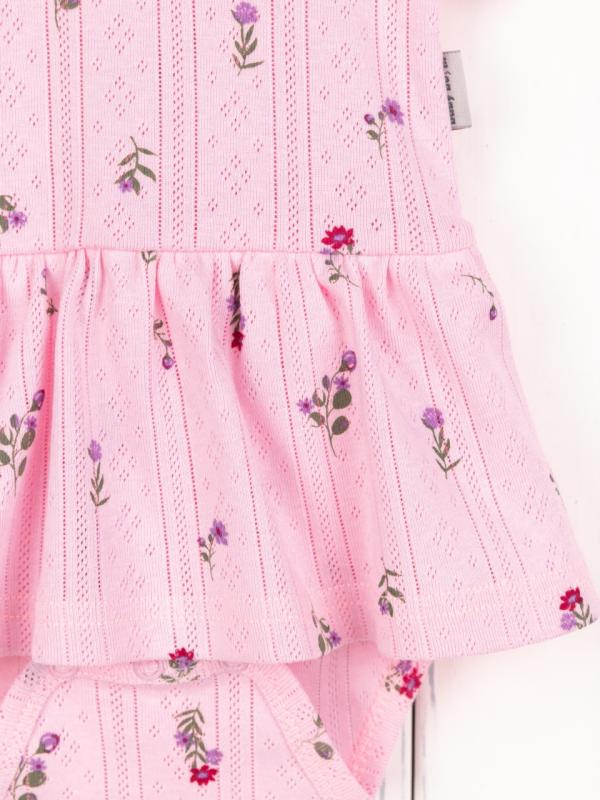 картинка Боди-платье для девочки Baby Boom Б138/5-Р Цветочки на розовом от магазина детских товаров ALiSa