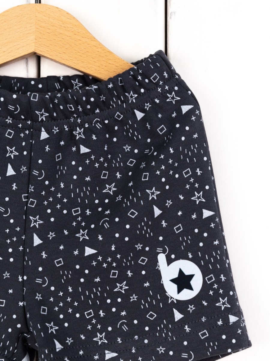 картинка Шорты для мальчика Baby Boom П136/1-И Значки серые на графите я735 от магазина детских товаров ALiSa