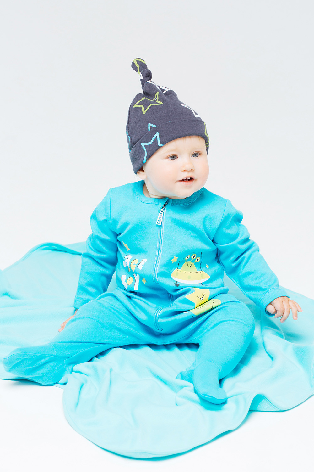 картинка Комбинезон для мальчика Crockid К 6149 голубая бирюза (звезды) от магазина детских товаров ALiSa