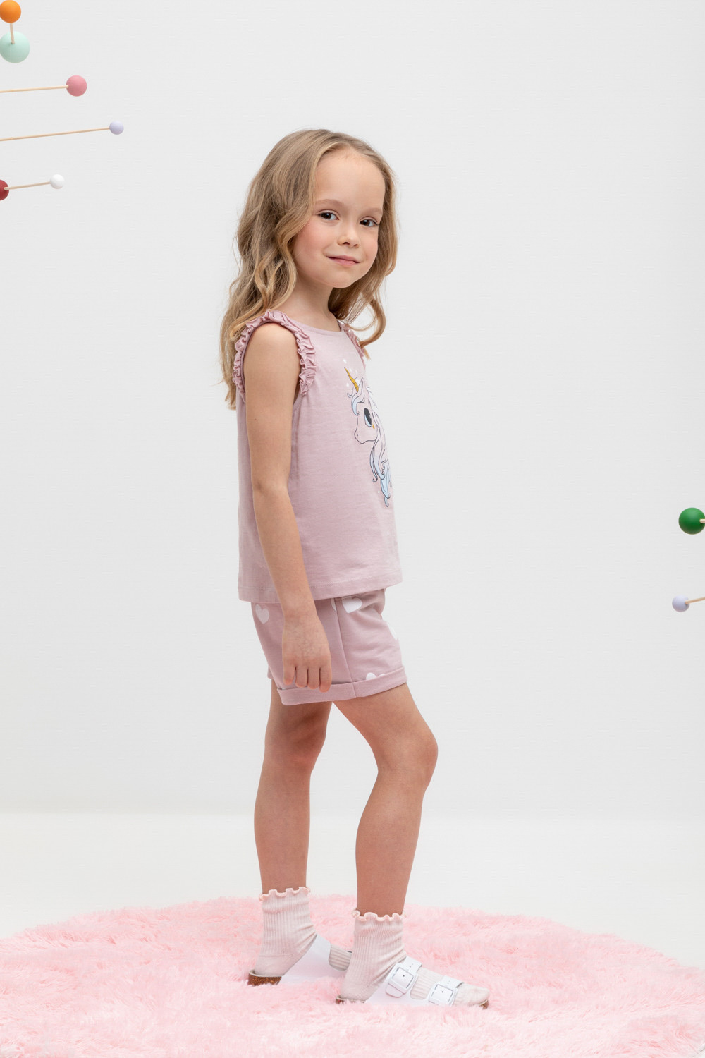 картинка Шорты для девочки Crockid КР 400647 розово-сиреневый, сердечки к449 от магазина детских товаров ALiSa