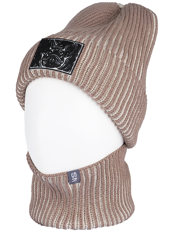 картинка Комплект шапка снуд для девочки NIKASTYLE 12з16624 Какао молоко от магазина детских товаров ALiSa