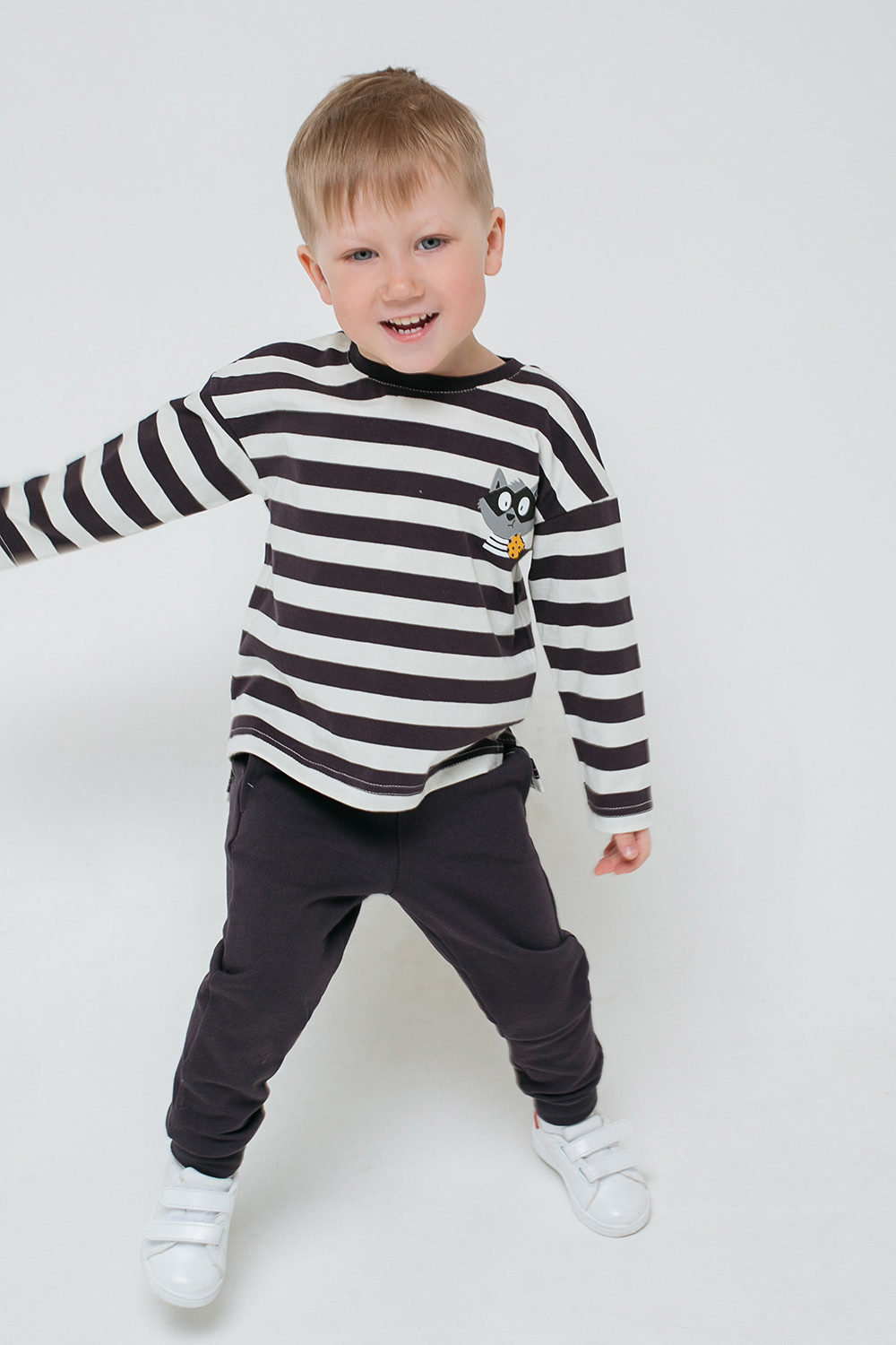картинка Джемпер для мальчика Crockid КР 301441 угольный серый, полоска к294 от магазина детских товаров ALiSa